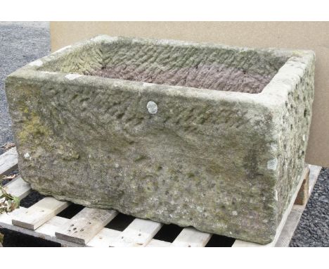 An antique rectangular stone Trough 2ft 7in W x 1ft 7in D x 1ft 3in H 