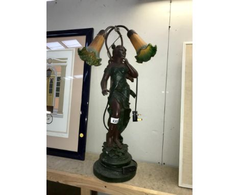 A figural 2 lamp table light