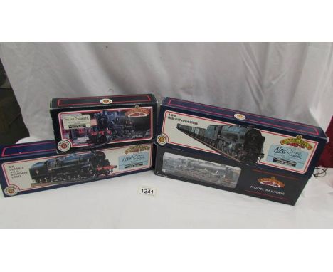 4 boxed Bachman engines including rebuilt Scot 46141 'The Royal Staffordshire regiment, B R Class 4 4-6-0 standard Loco, Ivat