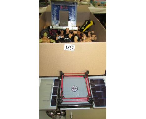 A large quantity of WWE American wrestling figures including ring etc.,
