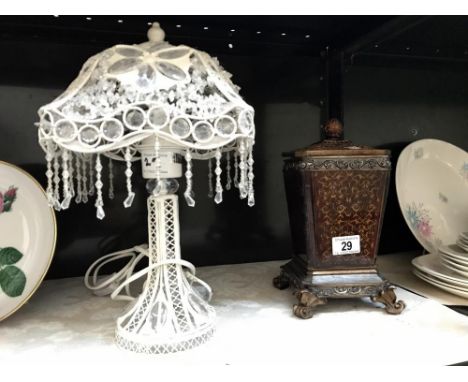 A decorative table lamp &amp; a lidded urn