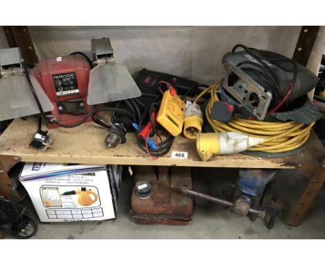 A shelf of electrical tools etc.