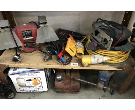 A shelf of electrical tools etc.