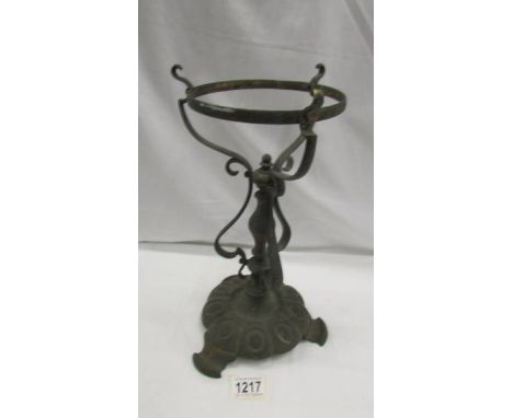 A Victorian brass art nouveau oil lamp base. ****Condition report**** Postage to Mainland UK is: £25+VAT=£30