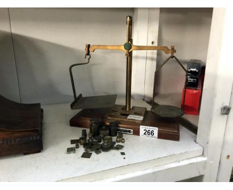 A brass Summers &amp; Co. postal scales &amp; selection of weights