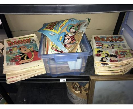 A shelf of Dandy and Beano comics