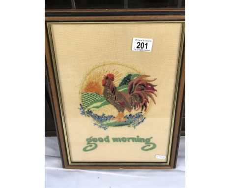 A framed tapestry of a cockerel ****Condition report**** Modern frame with some marks to corners otherwise as new.Tapestry is