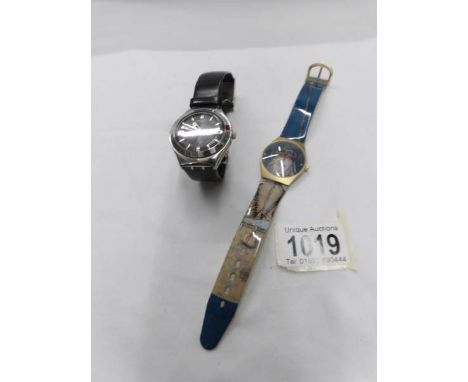 A good Swatch wrist watch and another wristwatch depicting Queen Elizabeth I.