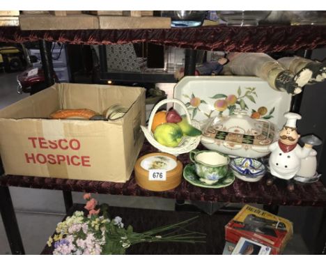 A shelf of china, tea set etc.