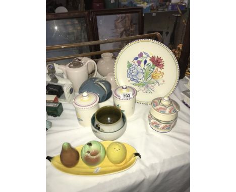 A quantity of Poole Pottery including 4 piece tea set, vases, Carlton Ware etc.