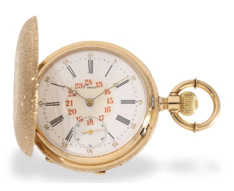 Taschenuhr: schwere Prunksavonnette um 1880, Genfer Ankerchronometer: Ca. Ø 52mm, ca. 102g, komplett ziseliertes Prunkgehäuse