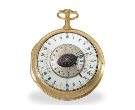 Absolute Rarität, astronomische Taschenuhr mit Tidenanzeige und Ferguson Zifferblatt, London um 1790: Ca. Ø 65mm, ca. 218g, v