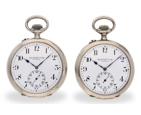 Taschenuhr: extrem rares Paar Assmann Glashütte Beobachtungsuhren, gefertigt für die Marine, um 1915: Ca. Ø 60mm, 152g/153g, 