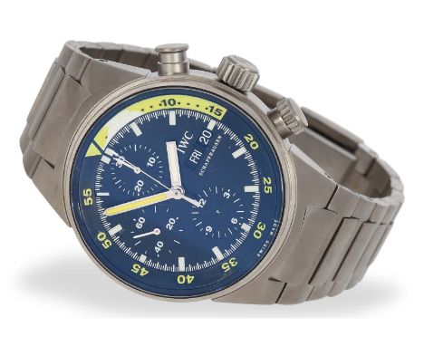 Armbanduhr: IWC Taucheruhr, "Aquatimer Titanium": Ca. Ø 41mm, Titan-Gehäuse mit originalem Titanarmband mit Faltschließe, Tau