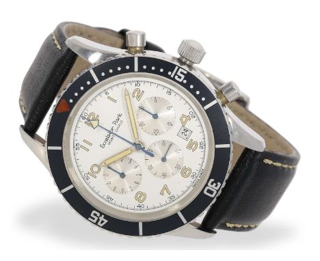 Armbanduhr: seltener, nahezu neuwertiger Chronograph Excelsior Park "Monte Carlo" 7740, 80er Jahre: Ca. Ø 43mm, Edelstahl, ve