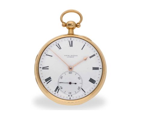 Taschenuhr: erstklassig erhaltenes, rares John Arnold-Typ Chronometer, David Morice 1813: Ca. Ø 56 mm, ca. 165g, 18K Gold, Ge