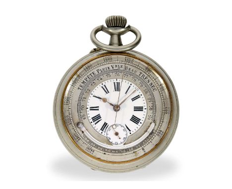 Rare Taschenuhr mit Barometer und Thermometer, Schweiz um 1890: Ca. Ø 55mm, ca. 138 g, solides Nickelgehäuse hochwertiges Ank