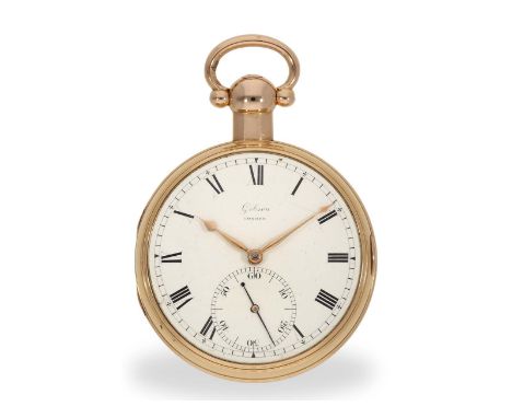 Taschenuhr: extrem schweres englisches Chronometer mit Duplexhemmung, Gibson London HM 1809: Ca.Ø 56mm, ca. 185g, 18K Rotgold