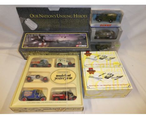 A Corgi toys "Unsung Heroes" Vietnam series US Army set; two Matchbox 1995 Military vehicles; a Matchbox Models of Yesteryear