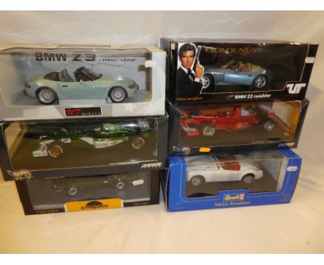 A UT models James Bond Golden Eye BMW Z3 Roadster, mint in original box and five other various 1:18 scale vehicles (6)