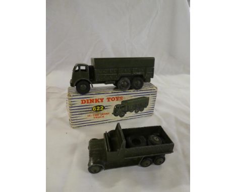 Dinky toys - 622 10-ton Army truck in original box and an un-boxed Dinky open truck (2)