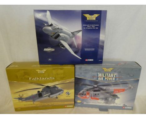 Two mint &amp; boxed Corgi Aviation Archive Helicopter models 1:72 scale including Westland Sea King and a McDonnell Phantom 