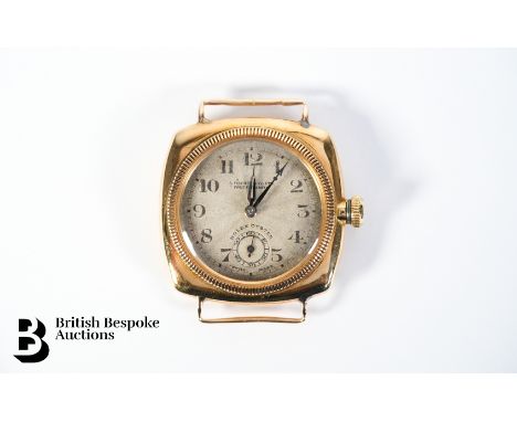 1930's 18k Rolex Oyster 16 jewel manual wind wrist watch. The watch case measures 32 x 32mm, having a silvered engine-turned 