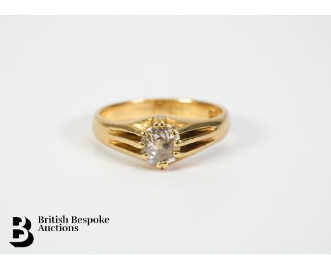 18ct diamond solitaire ring, set with a 55pt old cut diamond, size L, mm BE, 3.81 gms.&nbsp;