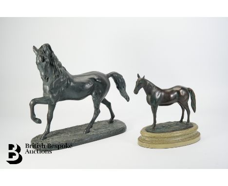 Claude Leclerc Austin spelter horse study, approx 42 cms in length x 39 h cms. This lot concludes with another equine study i