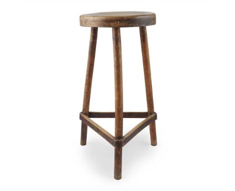 CHARLES RENNIE MACKINTOSH (1868-1928) BEECH HIGH STOOL, CIRCA 1894 the circular seat raised above three turned legs linked by