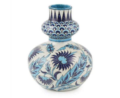 WILLIAM DE MORGAN (1839-1917) IZNIK&nbsp;VASE, EARLY FULHAM PERIOD CIRCA 1890 of baluster form with swollen neck, decorated i