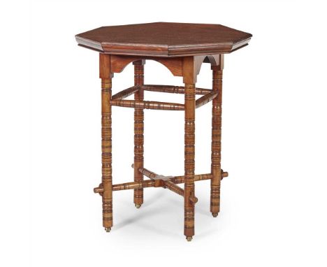 ATTRIBUTED TO BRUCE J. TALBERT AESTHETIC MOVEMENT WALNUT OCCASIONAL TABLE, CIRCA 1880 the octagonal moulded top on incised an