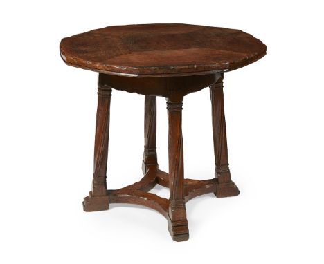 SIR ROBERT LORIMER (1864-1929) ARTS &amp; CRAFTS FUMED OAK CENTRE TABLE, CIRCA 1920 the octagonal sectional top with pegged c