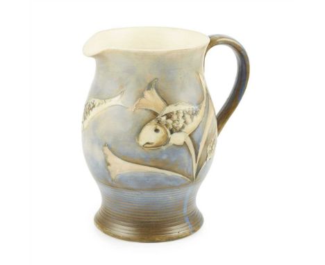WILLIAM MOORCROFT (1872-1945) FOR MOORCROFT POTTERY  ‘FISH’ JUG, CIRCA 1930 painted initials W. M. (Dimensions: 20cm high)(20
