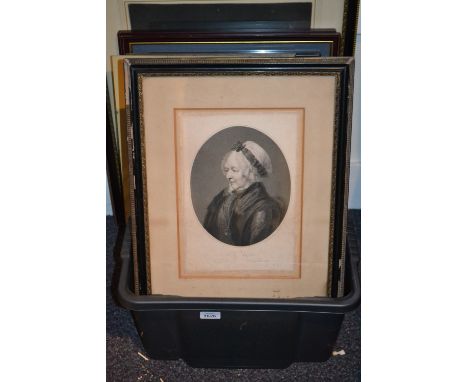 Quantity of various antique framed and unframed portrait engravings