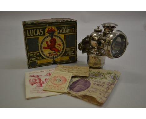 Lucas Calcia King, No. 318, cycle lamp, as new in original box with leaflets including card inscribed ' Illuminated Cycle Par