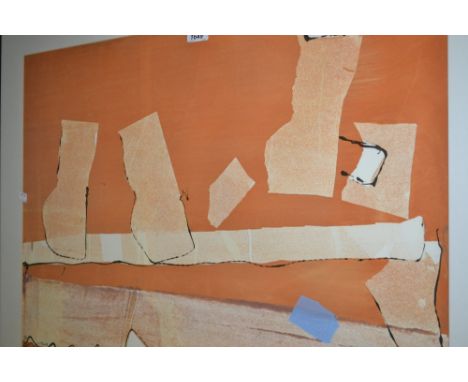 Late 20th Century mono print, entitled ' Terracotta and Blue ' by Ruth Horam, signed in pencil