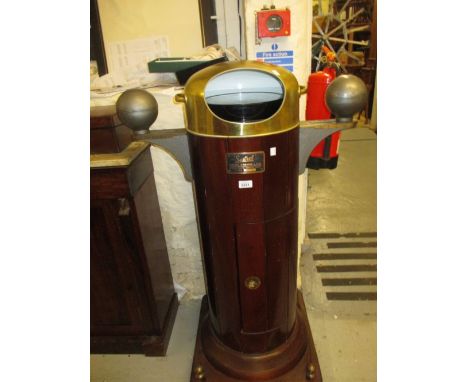 20th Century binnacle compass by Sestrel, Henry Browne & Son, mounted on a circular teak plinth, later converted to a drinks 