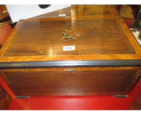 19th Century Swiss rosewood, kingwood crossbanded musical box, the 6in cylinder with striking bells playing ten aires