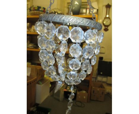 Box containing a quantity of various gilt brass cut glass bag light fittings (a/f)
