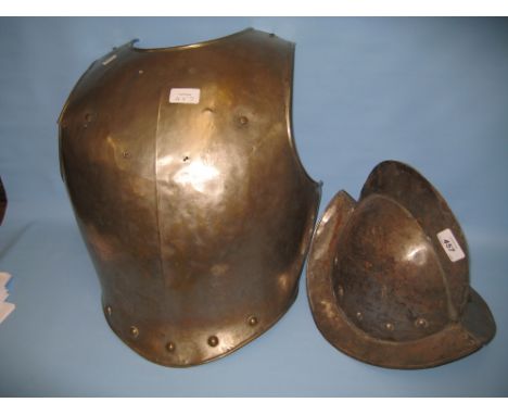 16th Century style steel pikeman's helmet and breast plate
