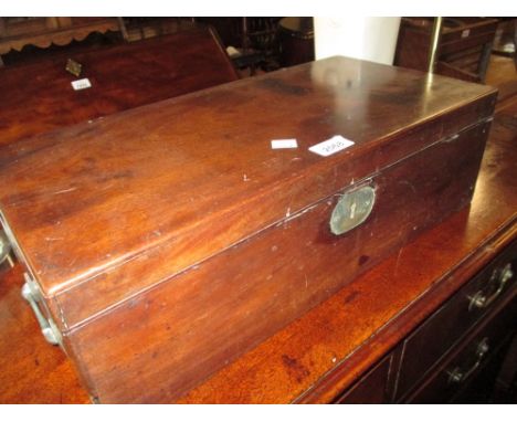 19th Century rectangular mahogany tea caddy together with a 19th Century walnut work box (for restoration)