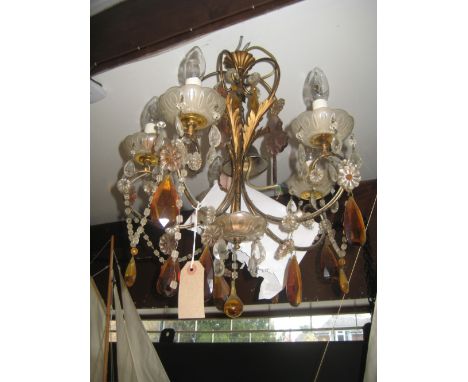 Similar larger light fitting with clear and coloured glass drops