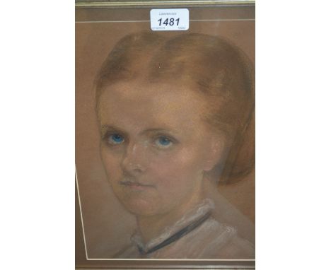 19th Century pastel portrait of a girl with label verso, dated 1871