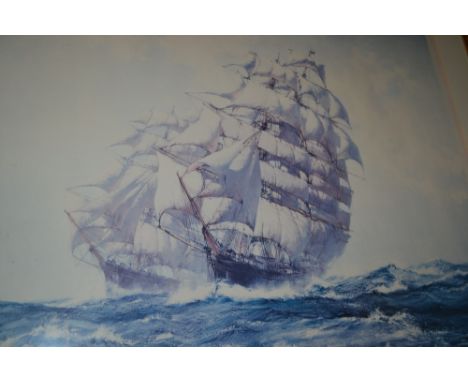 Montague Dawson, signed print, Cutty Sark leading Thermopylae on the race to London