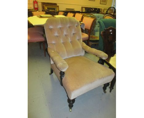 Victorian button upholstered open armchair