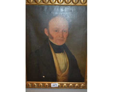 19th Century oil on canvas, head and shoulder portrait of a gentleman, inscribed verso ' Juan Castillo ', 1840, 15.5ins x 12i