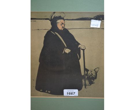 20th Century woodblock print of Queen Victoria, gilt framed, 9ins x 8ins