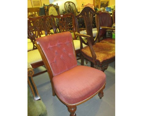 Small Victorian button upholstered low seat nursing chair