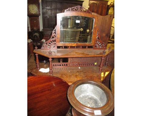 19th Century burr walnut chiffonier having mirrored pierced and shelved back on turned supports above a central single mirror